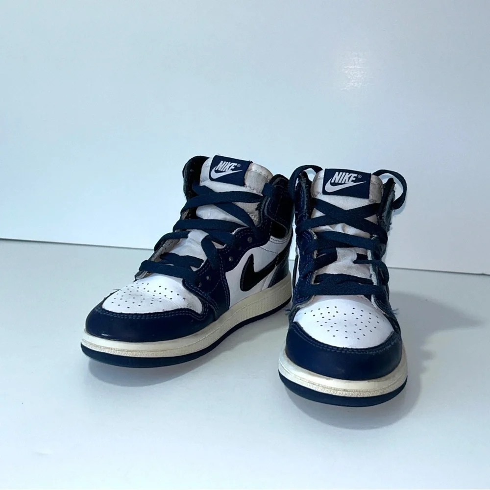 Nike Air Jordan 1 Retro High Kid Size 12C Blue White Athletic Shoes Sneakers - Picture 11 of 15